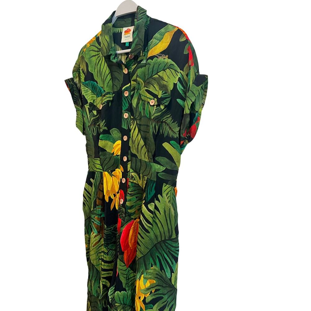 Farm Rio Cocoa Forest Jumpsuit Romper Size: Large Tropical Beach Vacation - Picture 7 of 11
